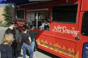 Line for IBM food truck at South by Southwest.