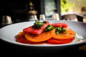Beautiful, colorful, delicious looking tomato salad.